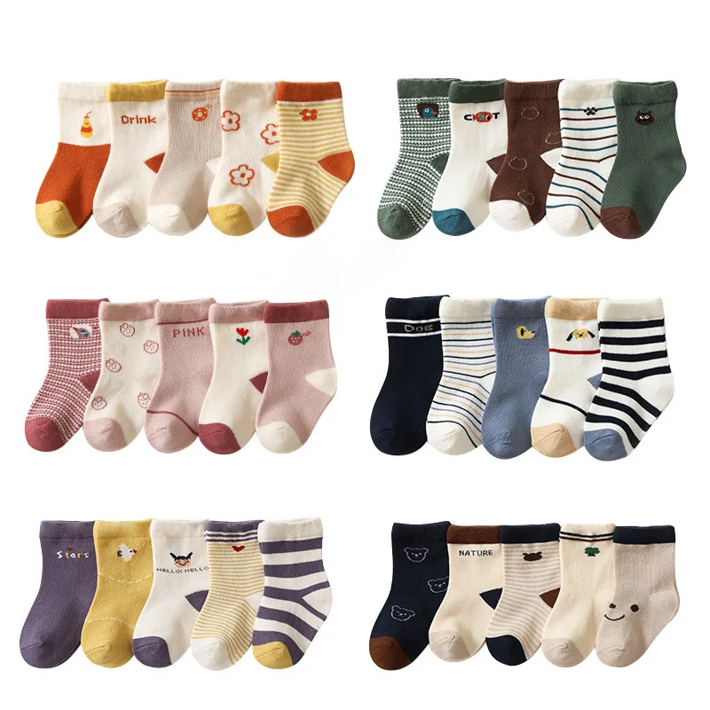 

5pairs/lot Baby Socks Cotton Breathable Newborn Toddler Cartoon Boys Socks Princess Girls Clothing Accessories Stockings 0-8Y