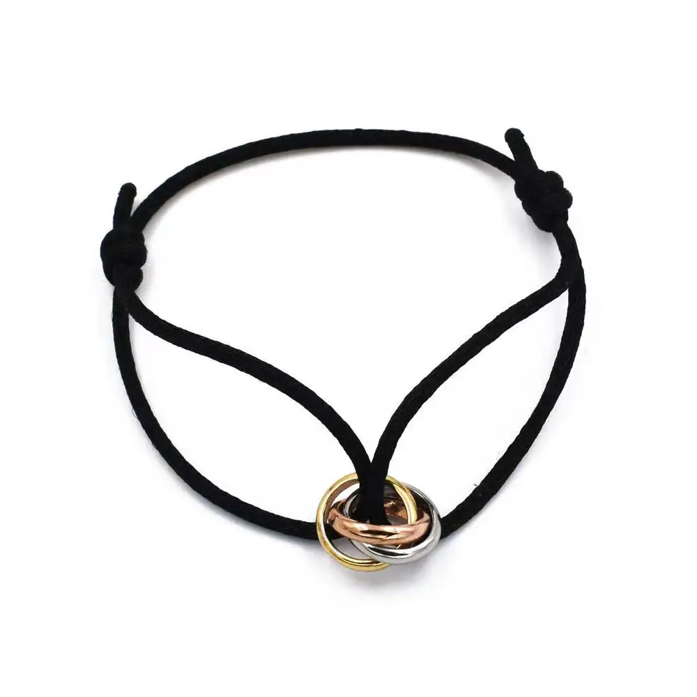 

New Hot Stainless Steel Bracelet 3 Metal Buckle Ribbon Lace Up Chain Multicolor Adjustable Size Bracelet For Women Man Unisex