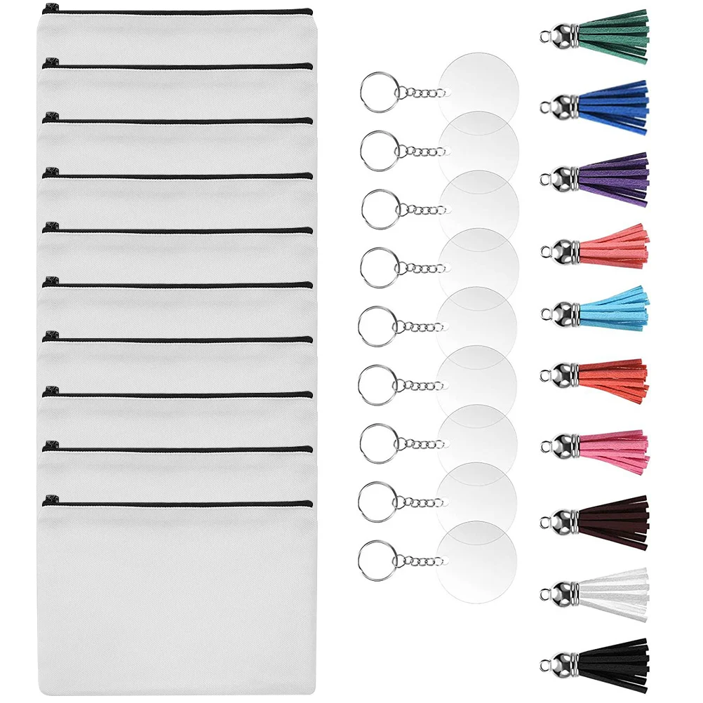 

Bag Sublimation Makeup Diy Bags Transferheat Toiletry Blanks Canvas Case Storage Zipper Keychain Blank Travel Organizer Acrylic