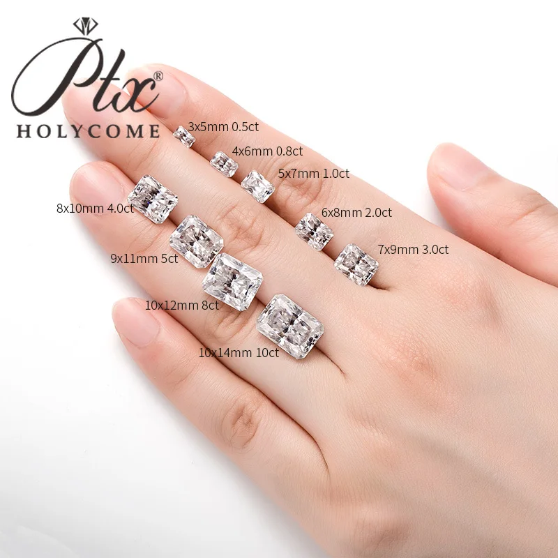 HP D Белый сияющий муассанит Камень с GRA Индивидуальный драгоценный камень 8