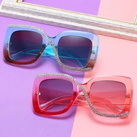 2022 fashion crystal set square frame sunglasses polarized brand design anti ultraviolet uv400 casual sunglasses for adultwomen