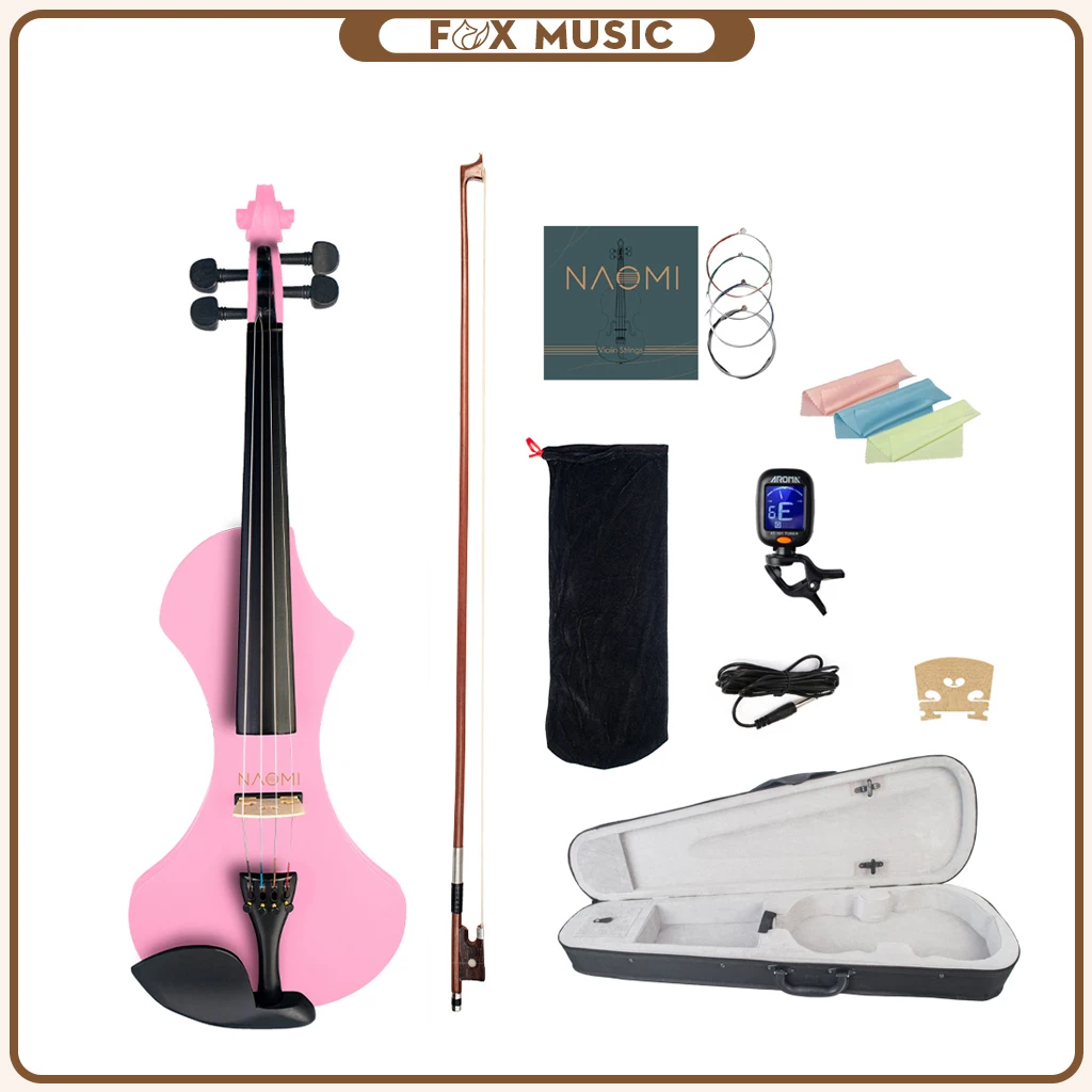 Enlarge Electric Violin 4/4 Full Size Solid Wood Metallic Electronic/Silent Violin Set-V1PI w/Bow+Bag+Case+Tuner+Bridge+Rosin+Cable