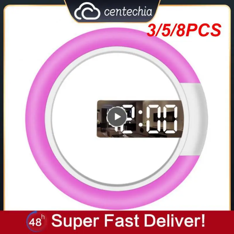 

3/5/8PCS 710g Dc Power Cord Remote Control Alarm Clock Time Memory Function Led Mirror Clock Temperature Switch