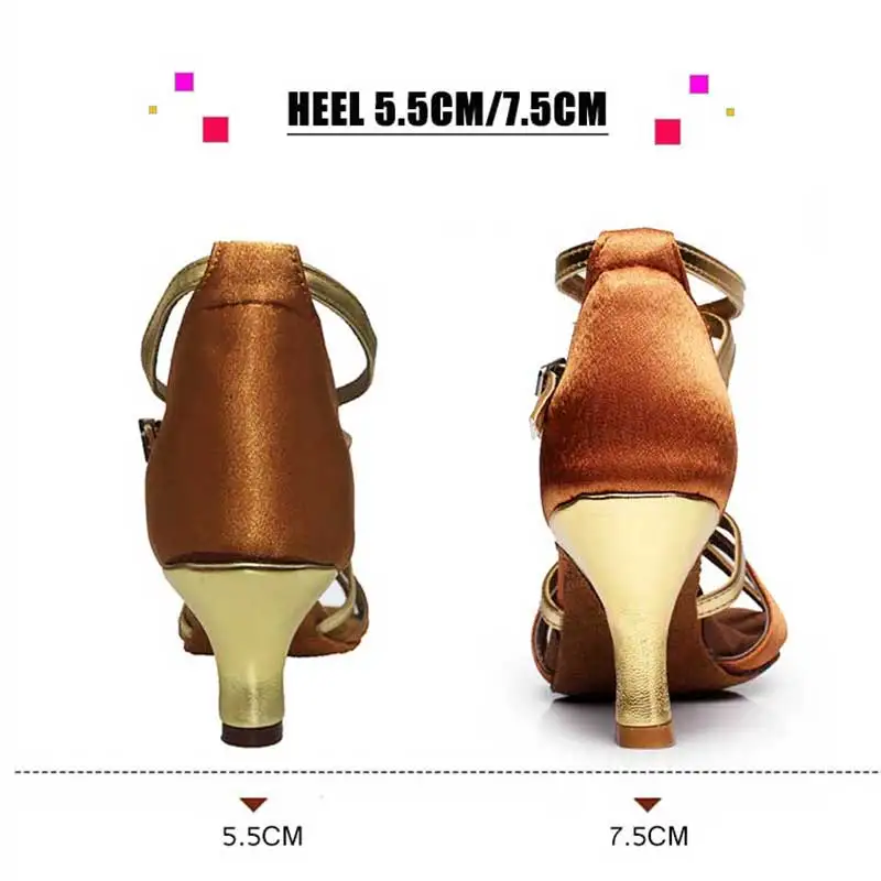 New Ballroom Dance Shoes Women Latin Dance Shoes Tango Soft Sole Jazz Shoes Girls Salsa Shoes 5.5/7.5cm Practice Sandals