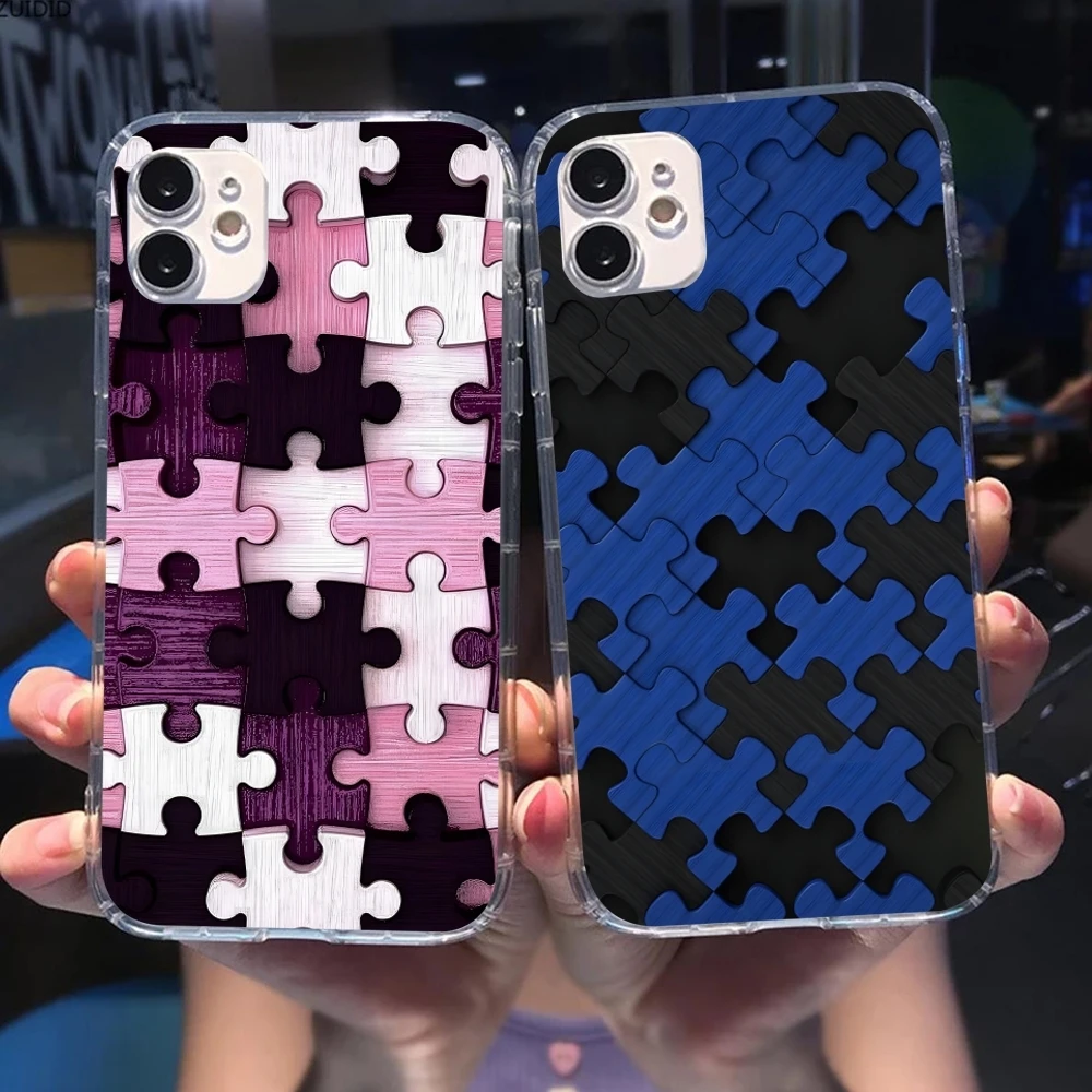 Модный красивый чехол для мобильного телефона Puzzle iPhone 16 15 14 13 12 11 X XR XS 8 Pro Max Plus