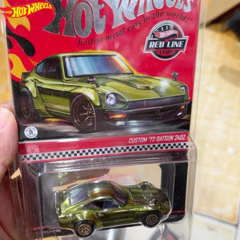 Фото Оригинальные 1/64 Hot Wheels RLC 1972 Datsun 240Z с гальваническим покрытием, оливково-зеленый, ограниченный, Коллекционная машина, редкая модель автомобиля, игрушки, подарки №1
