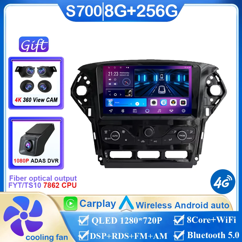 

9-дюймовый автомобильный радиоприемник Android 15 для Ford Mondeo MK4 2007-2014, стерео головное устройство, мультимедийный плеер, GPS-навигация, без экрана 2din