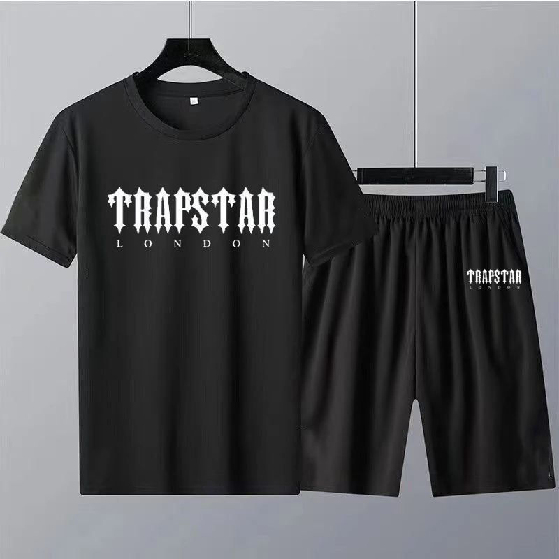 Summer Trapstar Men Shorts and T Shirt Set Cotton Luxury Brand T-Shirt Letters Print 2 Piece Suit Women Tracksuit Free Shipping
