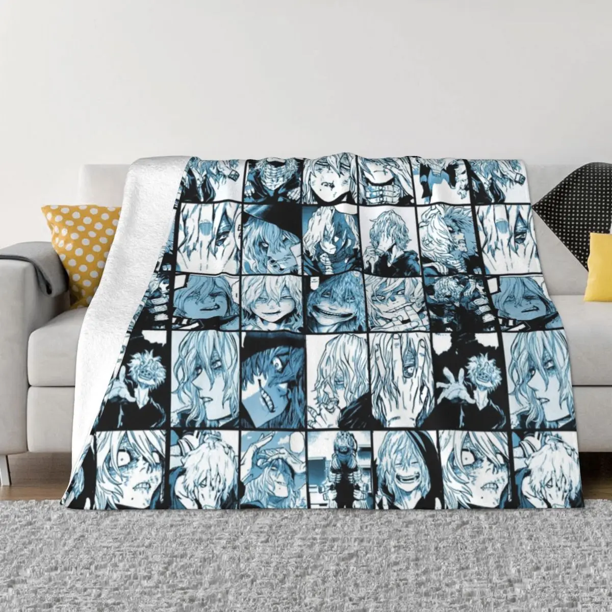 

Boku No My Hero Academia Anime Flannel Blanket Shigaraki Collage Vintage Throw Blankets for Home Hotel Sofa Plush Thin Quilt