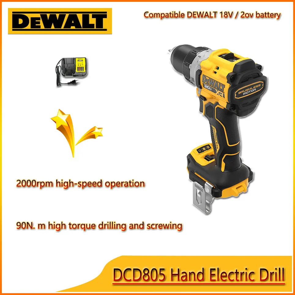 

DEWALT DCD805 20V Lithium Power Tools 2000RPM 34000IPM 90NM 1/2in Brushless Cordless Hammer Drill/Driver