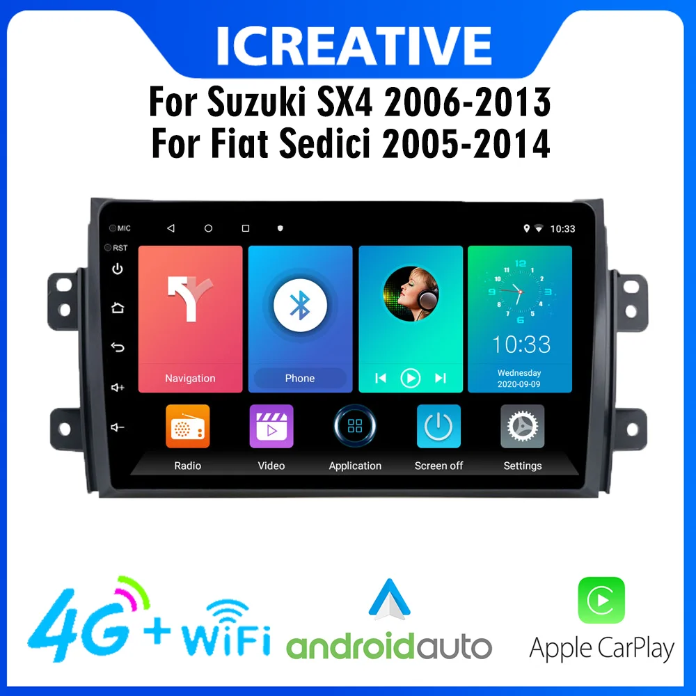 

2 Din 4G Carplay Автомобильный мультимедийный плеер для Suzuki SX4 2006-2013 Android радио для Fiat Sedici 2005 - 2014 9 дюймов навигация GPS