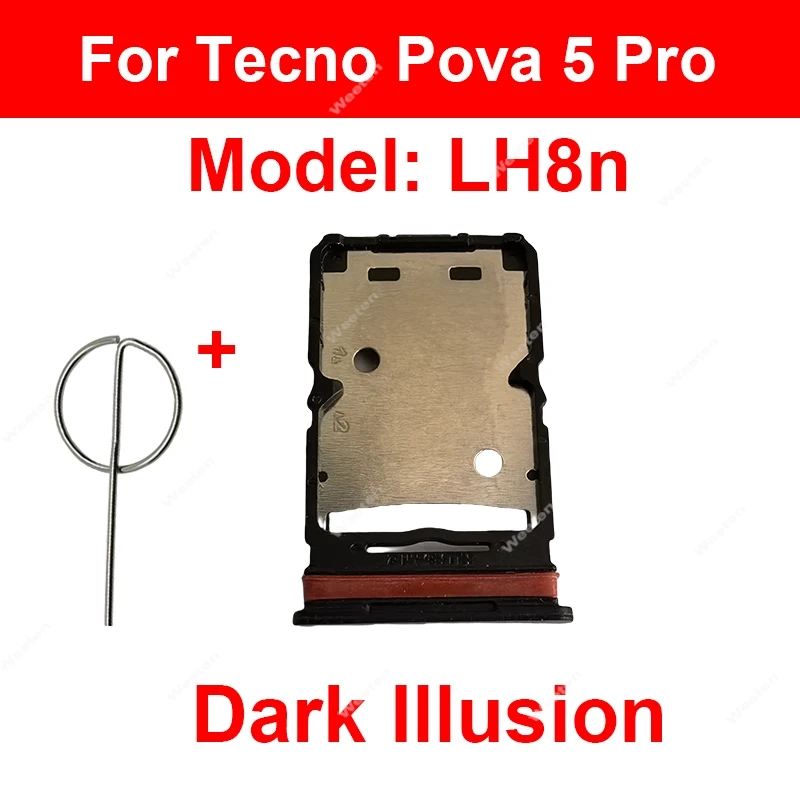 Фото Держатель лотка для SIM-карты для Tecno Pova 5 Pro 5G, слот для лотка для SIM-карты, устройство для чтения карт SIM, запасные части для ремонта №2