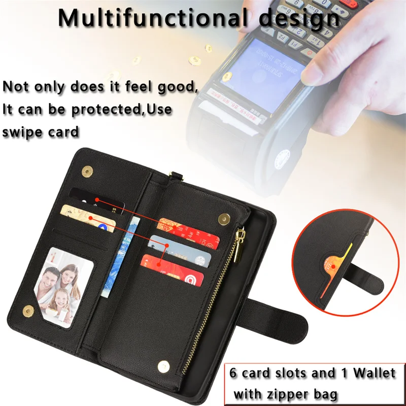 

For Samsung Galaxy A23 4G Leather Wallet Magnetic Zipper Wallet with Lanyard Phone Retro Wallet for SM-A235F, SM-A235F/DS case