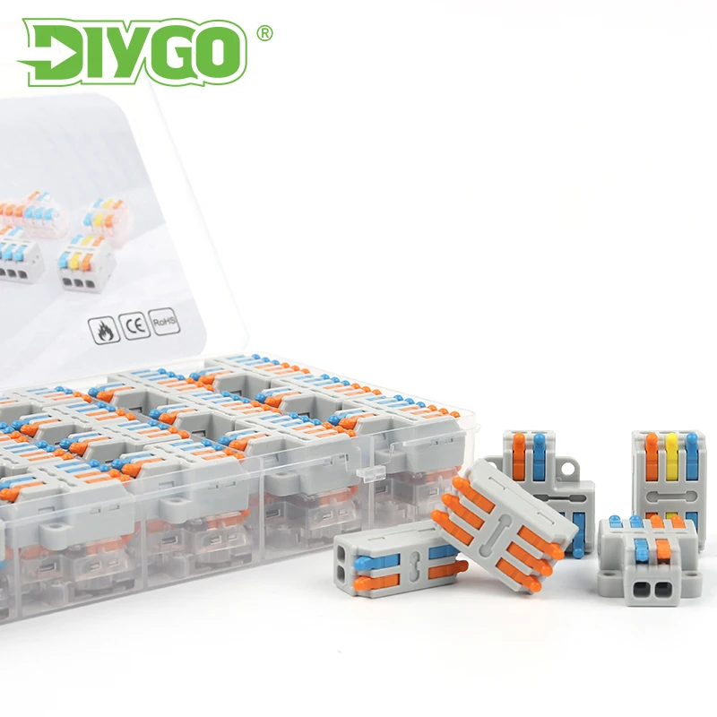 

Quick Wire Connector Push-In Mini Compact Conductor Terminal Block With Lever For Electrical Cable splicing wiring Connectors