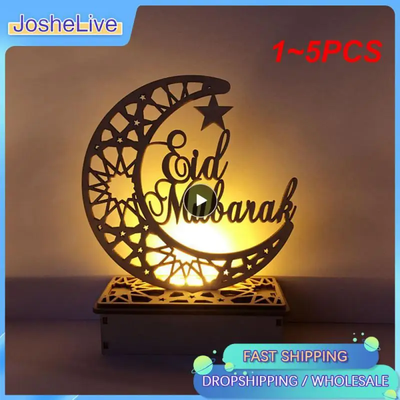 

1~5PCS Ramadan Decoration Festival Wooden Moon Star Lights Deco Bedroom Decoration Ramadan 2023 Ramadan Party Lighting