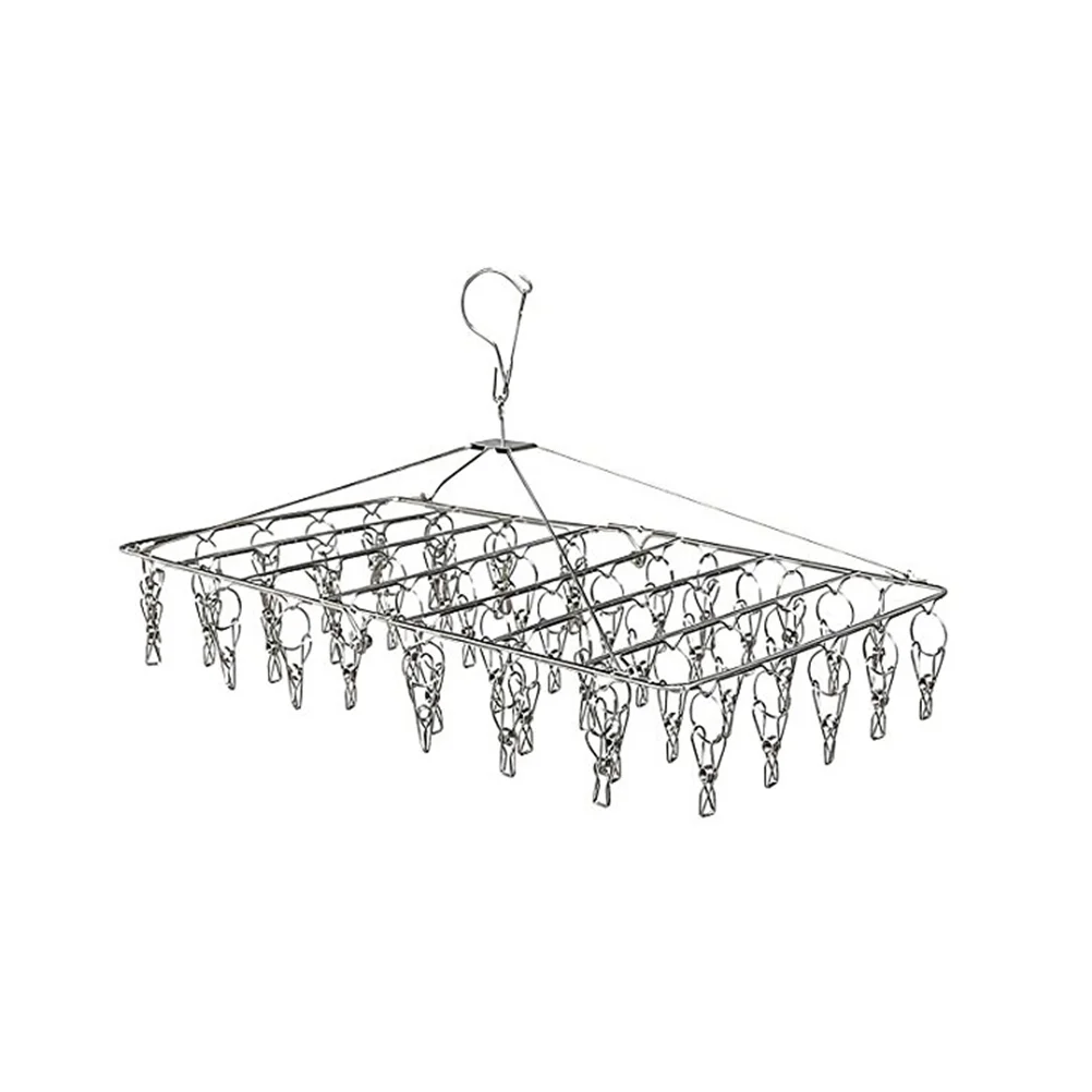 

Stainless Steel Folding Clip and Drip Laundry Hanger with Set of 52 Clothespins for Drying Clothing Towels Diaper Underwear