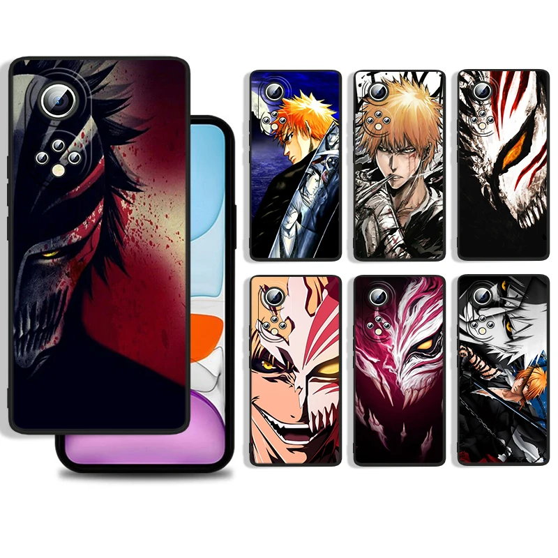 

Hot Anime Bleach Ichigo Kurosaki Cover For Huawei P50 P40 P30 P20 Lite 5G Nova Plus 9 SE Pro 5T Y9S Y9 Prime Black Phone Case