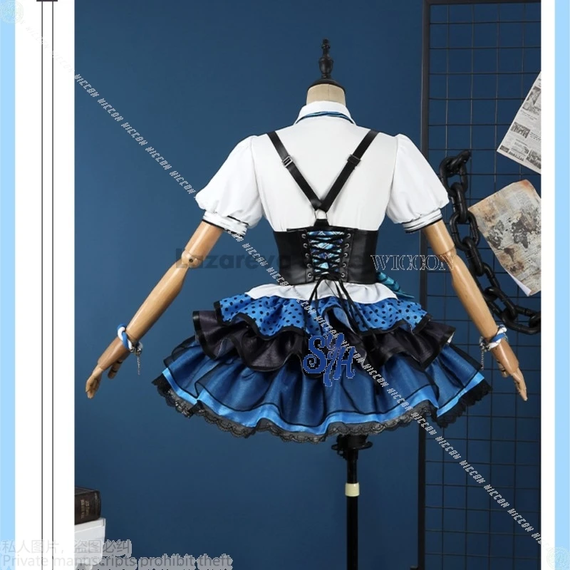 Фото Disfraz костюмы на Хэллоуин аниме игра Lovelive косплей костюм ЭлиАйза Bibi Group Kawaii Idol синий торт клетчатый Mujer №5