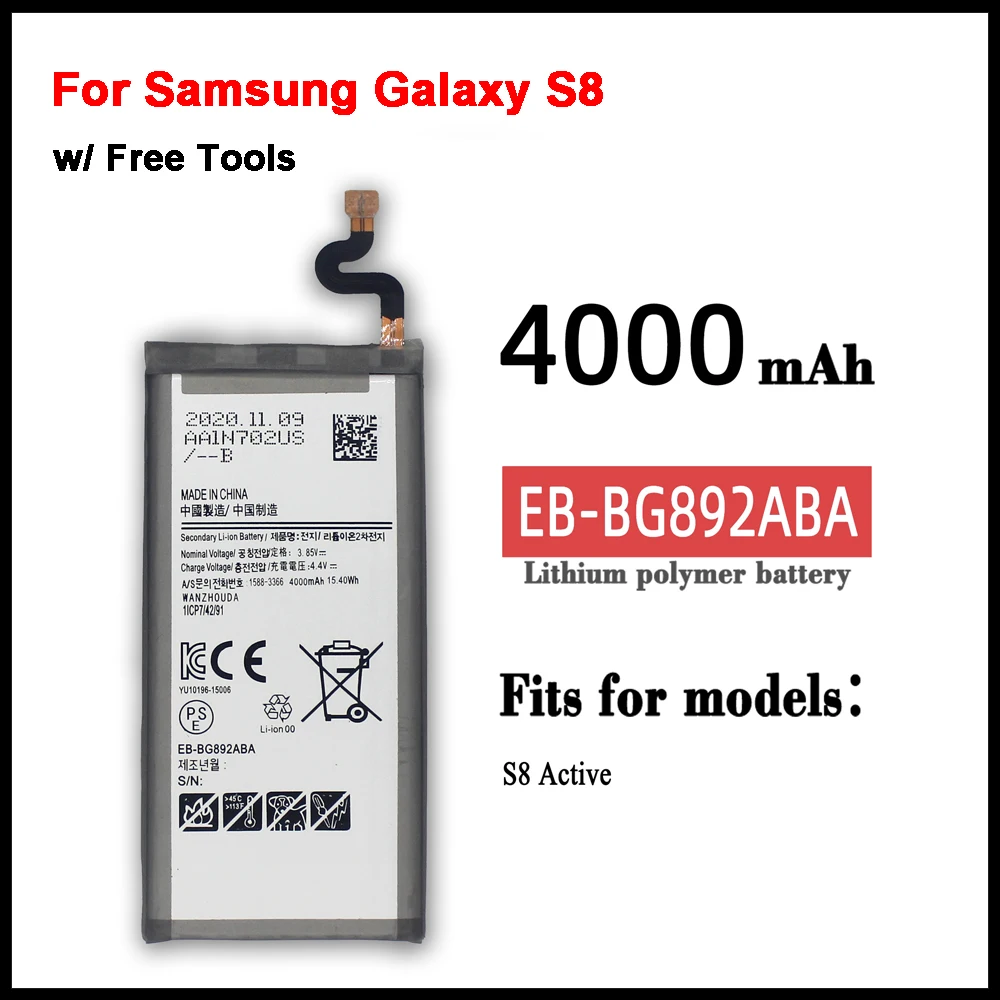 Original Replacement Battery EB-BG892ABA For Samsung Galaxy S8 Active Genuine Phone Battery 4000mAh