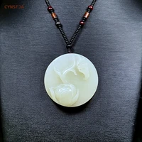 cynsfja real certified natural hetian jade nephrite mens lucky amulet jade pendant necklace hand carved high quality best gifts