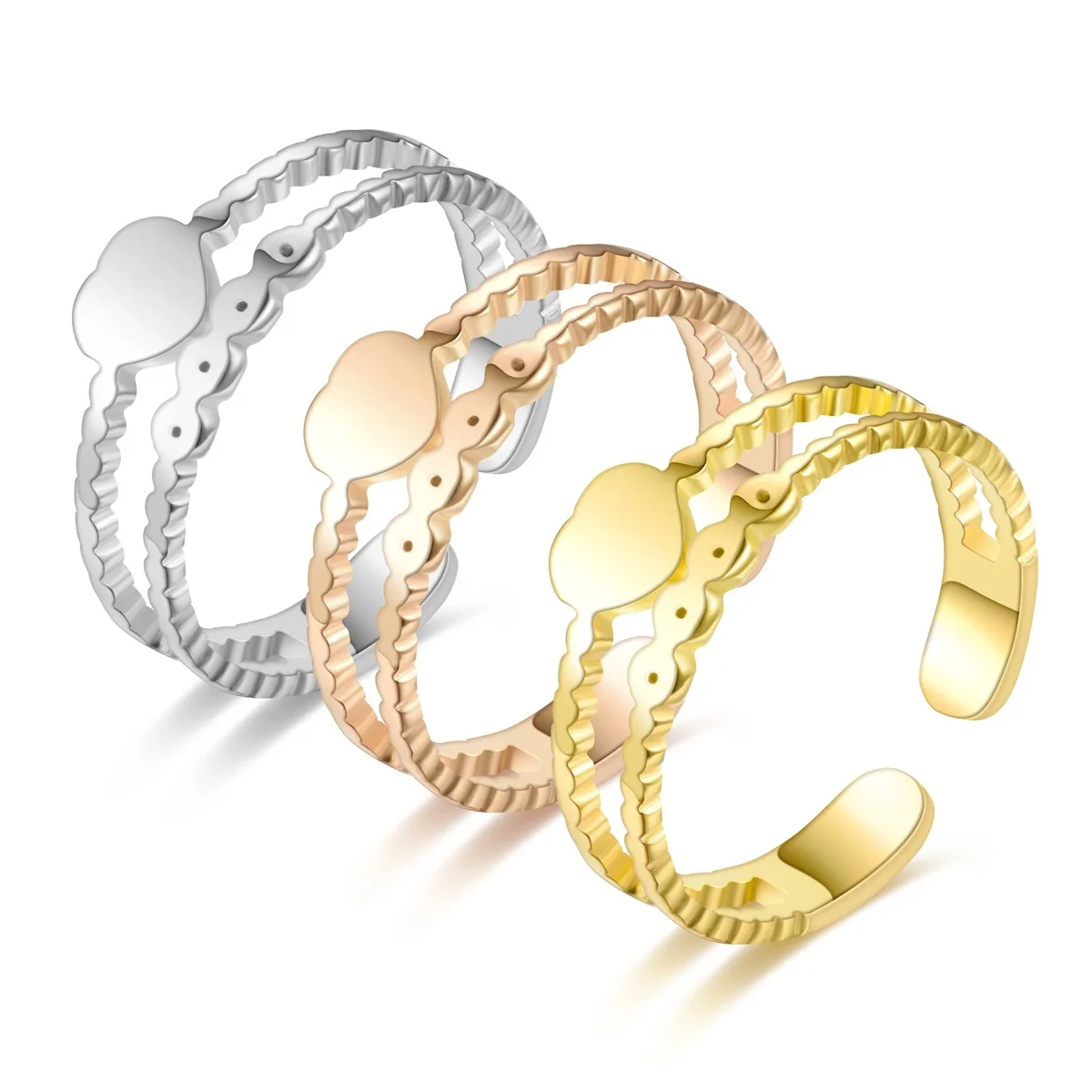 

Adjustable Open Heart Shaped Ring Stainless Steel Love Couple Ring for Women&Men Engagement Wedding Fashion Jewelry Dropshipping
