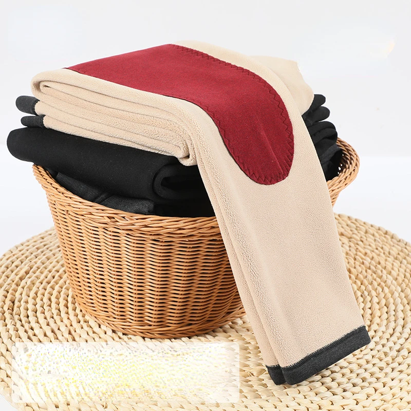 

Autumn Winter Warm Pants Thickened Thermal Cotton Trousers Men's Cotton Pants Women High Waist Leggings Underwear Solid Color LM