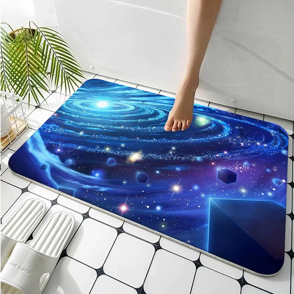 Напольный ковер Space Galaxy Universe нескользящий впитывающий воду подушка в полоску