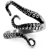 fashion animal stainless steel gothic squid octopus ring vintage jewelry open adjustable ring for women men punk hip hop jewelry