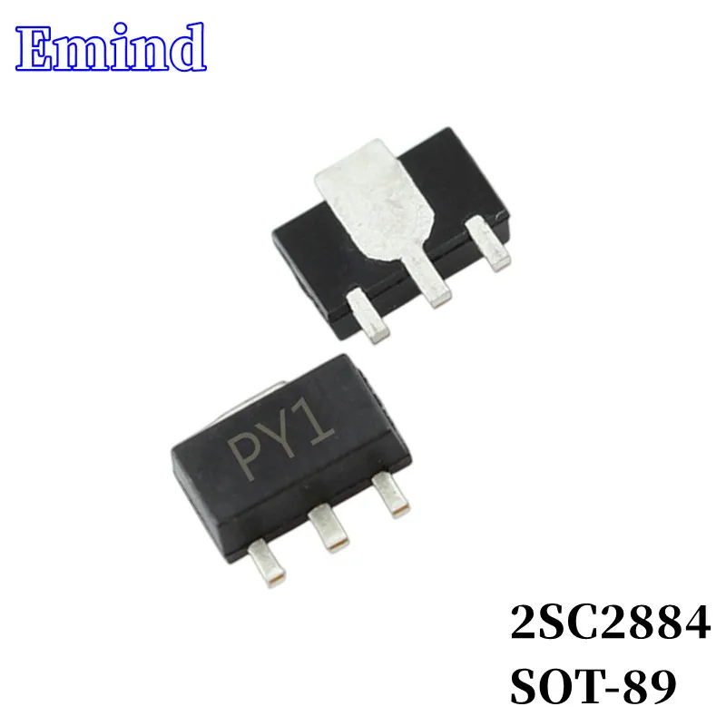 

100Pcs 2SC2884 SMD Transistor Footprint SOT-89 Silkscreen PY1 Type NPN 30V/800mA Bipolar Amplifier Transistor