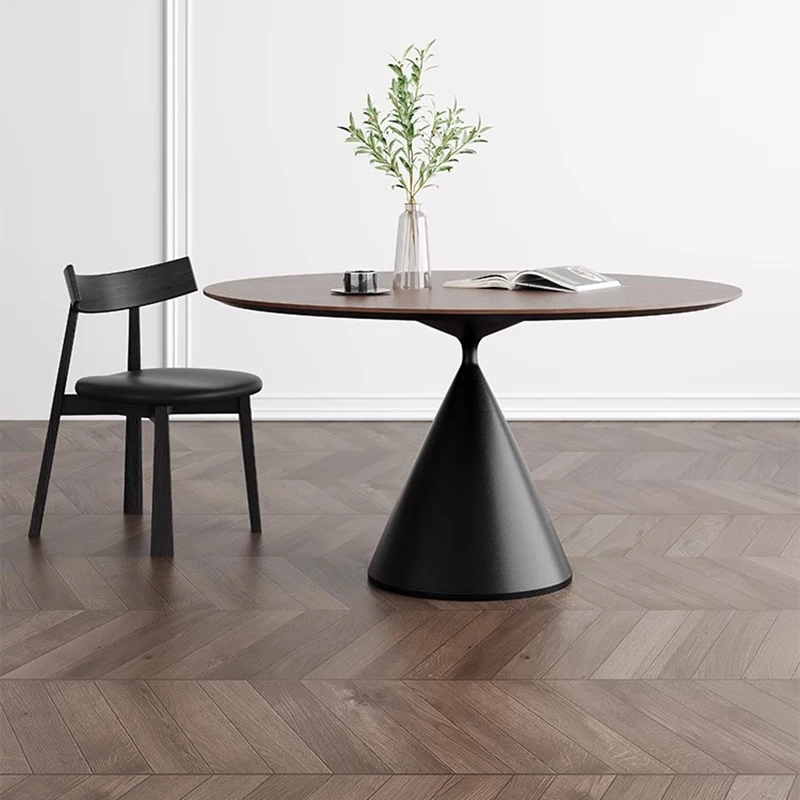 Круглый деревянный обеденный стол боковой уличный ресторан скандинавский