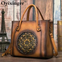 oyixinger genuine leather handbag for women cowhide shoulder bags women vintage messenger bag ladies womens fashion tote bags