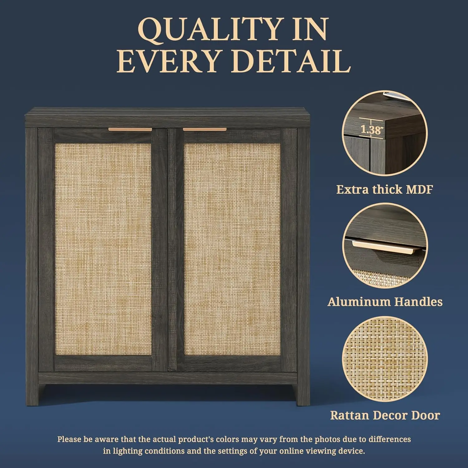 Шкаф-буфет Hampstead с дверцами из ротанга и регулируемыми полками шведский стол