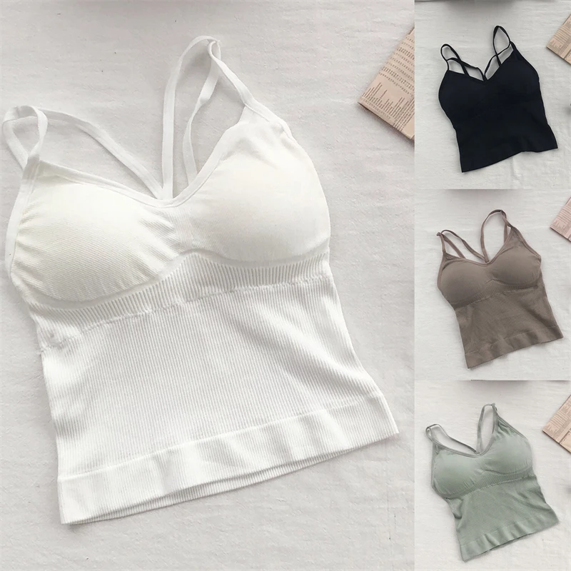 

White Women Cotton Underwear Push Up Bra Sexy Top Women Suspender Tank Up Fashion Solid Color Lingerie Female Soft Top Brassreie