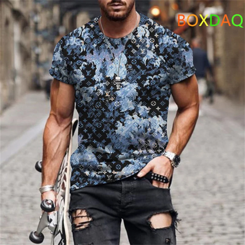 

Футболка мужская с цветочным принтом, повседневный топ с коротким рукавом, модная уличная одежда в стиле хип-хоп, размер 2XS-6XL, лето 2022