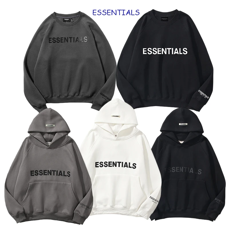 

ESSENTIALS Hoodies Men Sweatshirts Reflective Letters Printing Fleece Oversized Hoodie Unisex Hip Hop Streetwear Sweatshirt