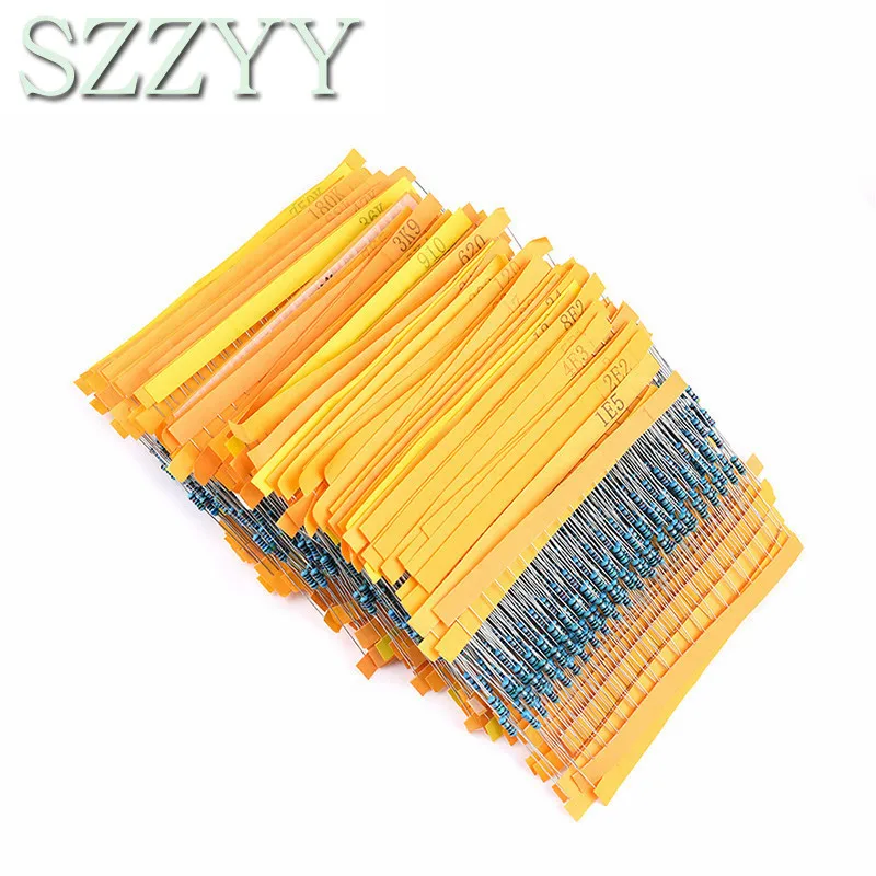 

600pcs/set 30 Kinds 1/4W Resistance 1% Metal Film Resistor Pack Assorted Kit 1K 10K 100K 220ohm 1M Resistors 300pcs/set