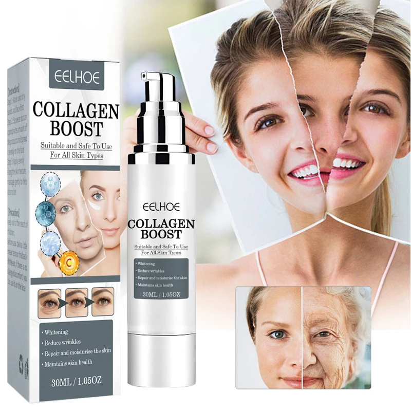

30ml Women Collagen Boost Anti-Aging Serum Collagen Booster for Face with Hyaluronic Acid Unisex Collagen Facial Cream