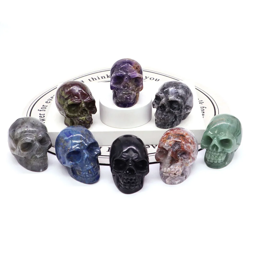 2 &quotстатуя черепа натуральные кристаллы камни резной аметист лазурит исцеление