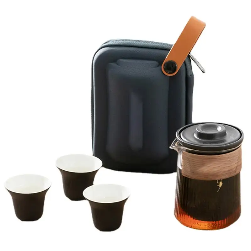 

Tea Ceremony Set Chinese Handmade Ceramic Teapot With Carrying Case Travel Tea Pot And Cup Sets For Adults Hotel Outdoor Home