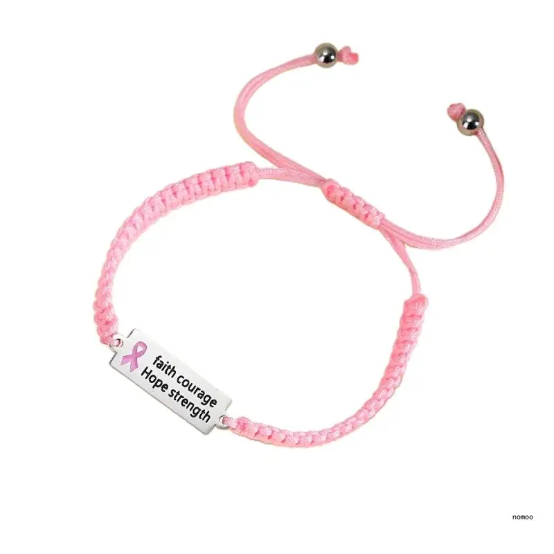 Браслет от рака молочной железы с розовой лентой браслеты подвесками плетеная