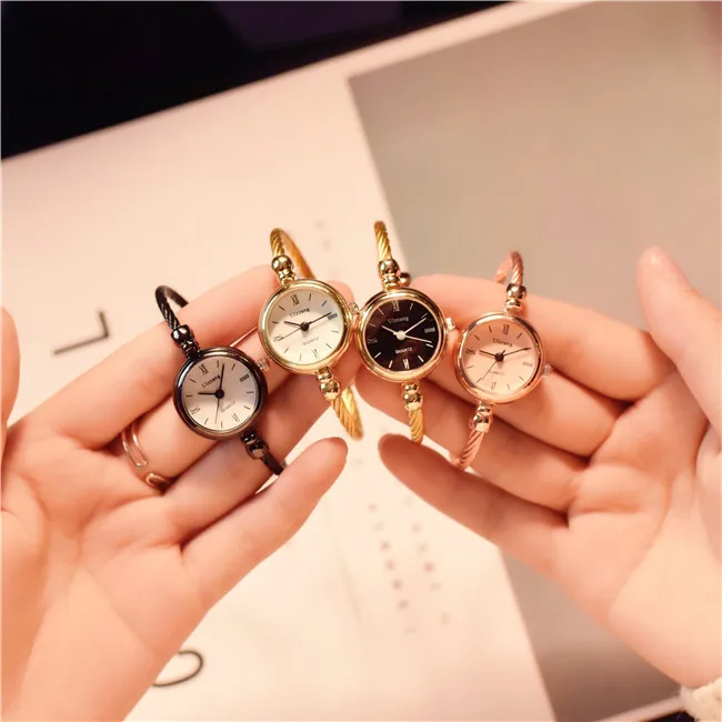 

Luxury Fashion Gold Bangle Bracelet Women Watches Stainless Steel Retro Ladies Quartz Wristwatches Ulzzang Brand Small Clock