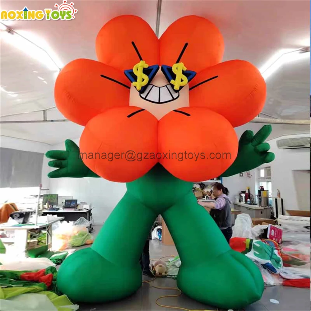 Наружный гигантский светодиодный светильник надувной цветок мультяшная модель