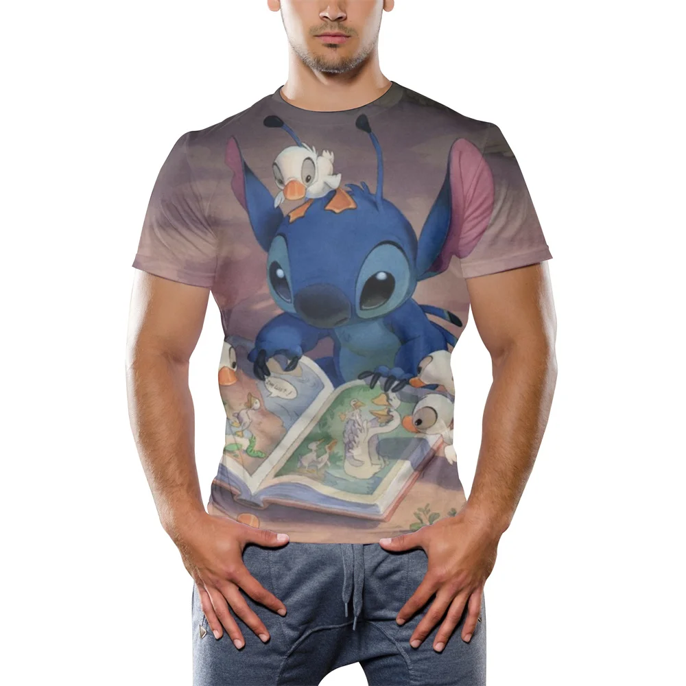 

Summer Lilo Stitch Disney 3D Printed Mens Fashion Summer Cartoon Anime T-Shirt