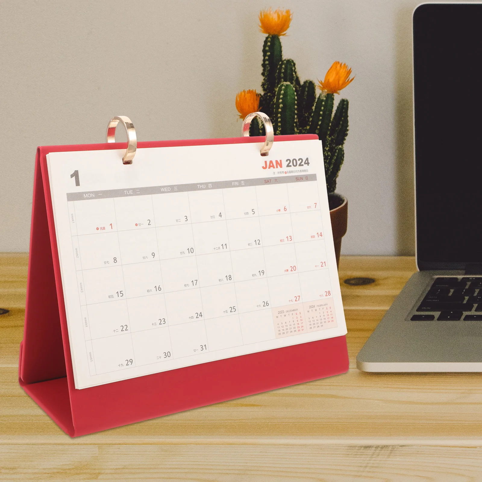 

Desk Calendar Paper Decor Portable English Desktop Calendar For Office Year Frame Double Ring Calendar Desktop Decor