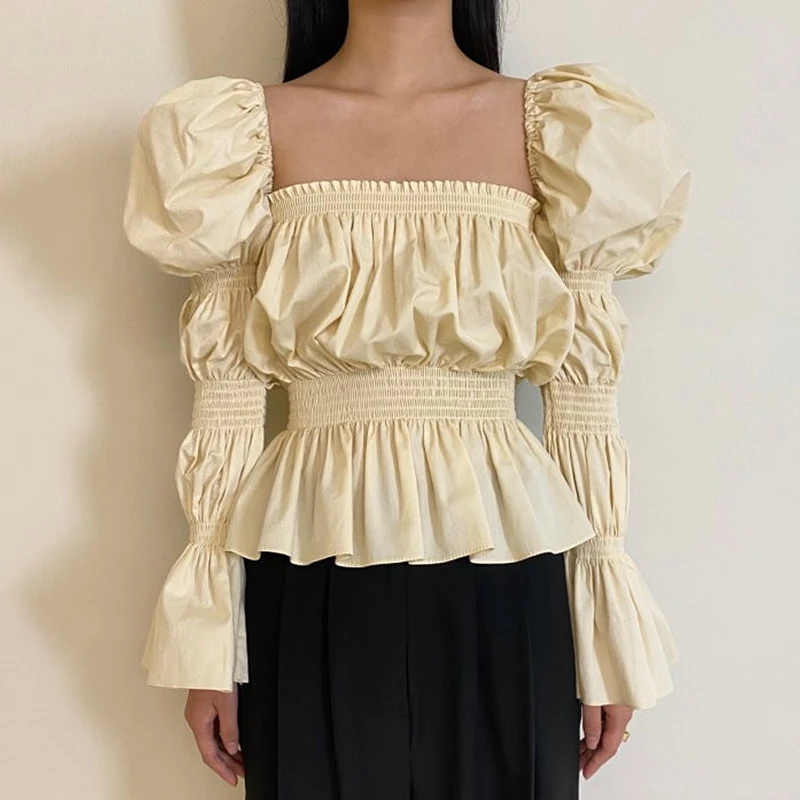 

Модные женские повседневные стильные Рубашки, Топы с пышными рукавами на весну и осень