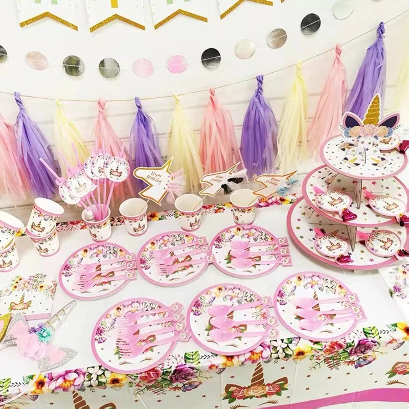 Детская одноразовая посуда принадлежности для дня рождения бумажная тарелка в