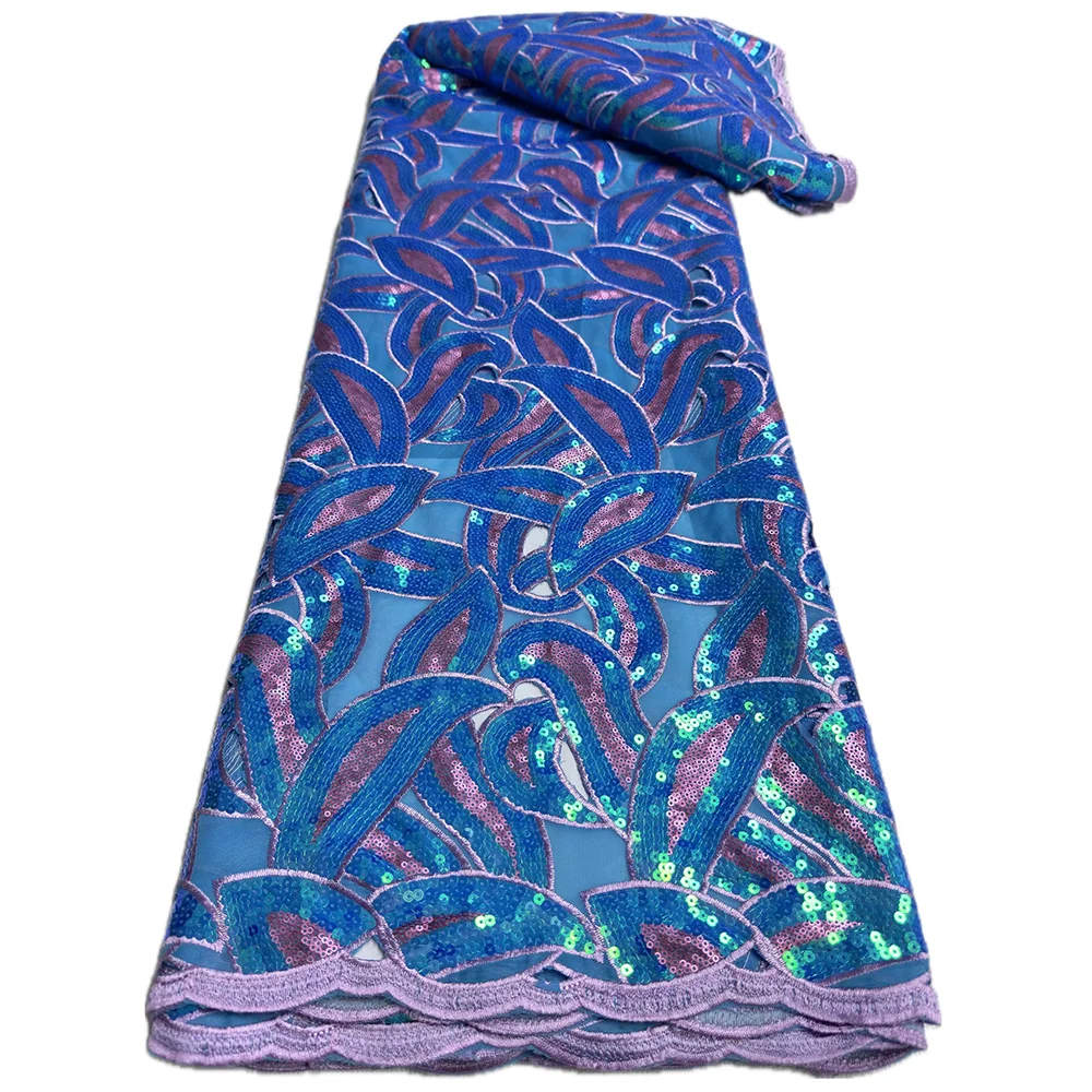 PGC Африканская Вышитая Кружевная Ткань Мягкая Французская Сетка С Блестками