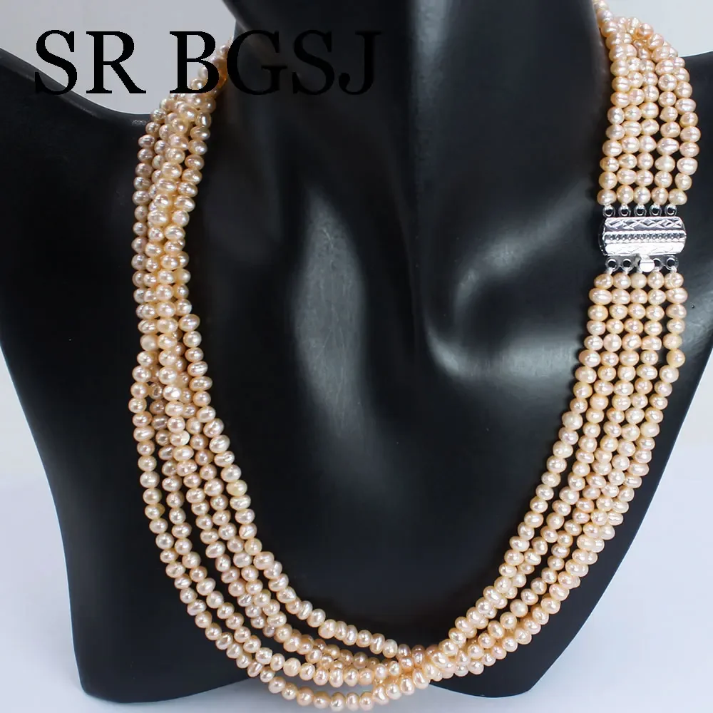 Ожерелье женское из натурального пресноводного жемчуга 4-5 мм 18 дюймов