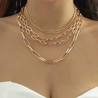 new fashion punk multi layer exaggerated chunky basic short clavicle chain choker necklace for women banquet temperament jewelry