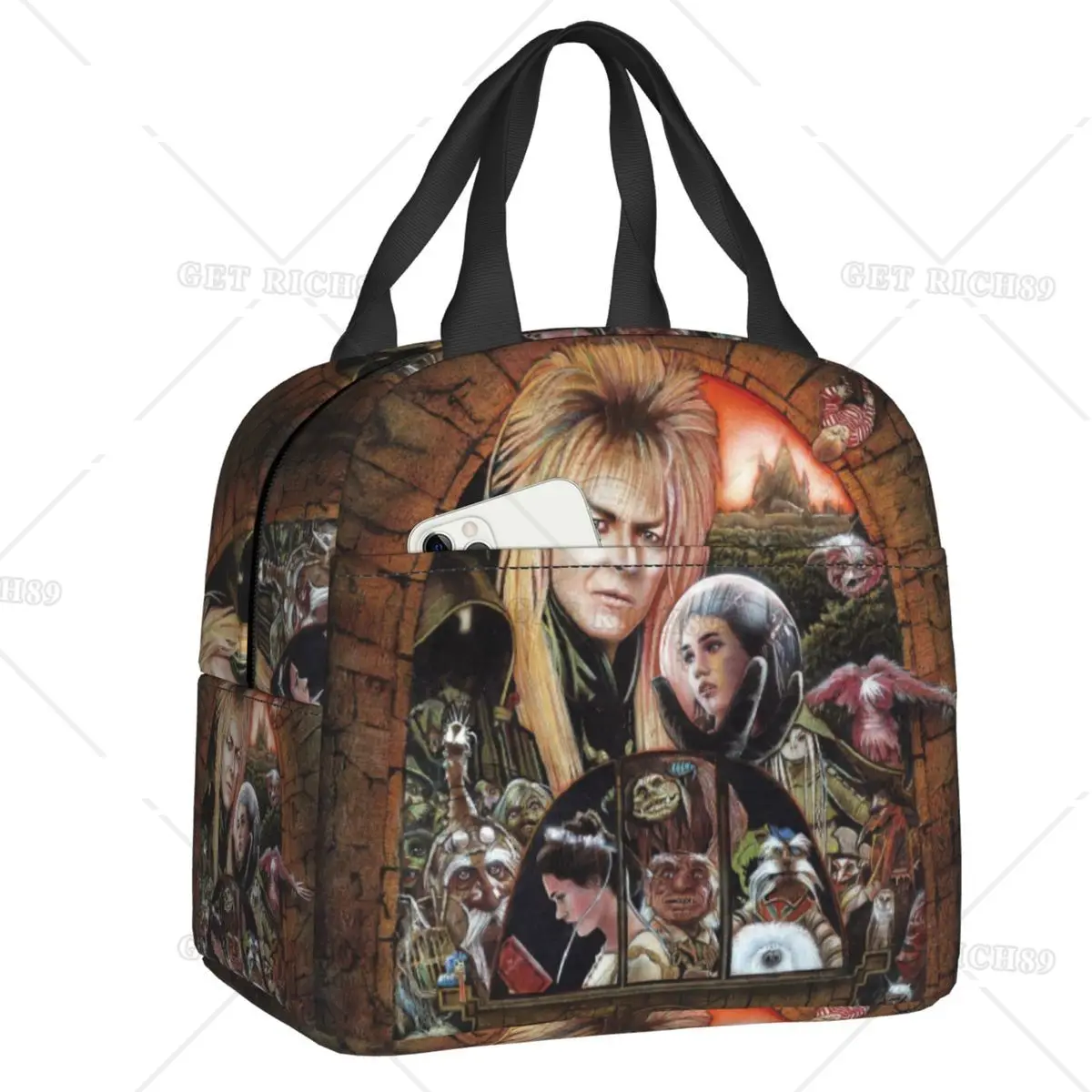 

Fantasy Film Labyrinth Lunch Bag Jareth The Goblin King Thermal Insulated Lunch Box for Women Work School Food Picnic Bags